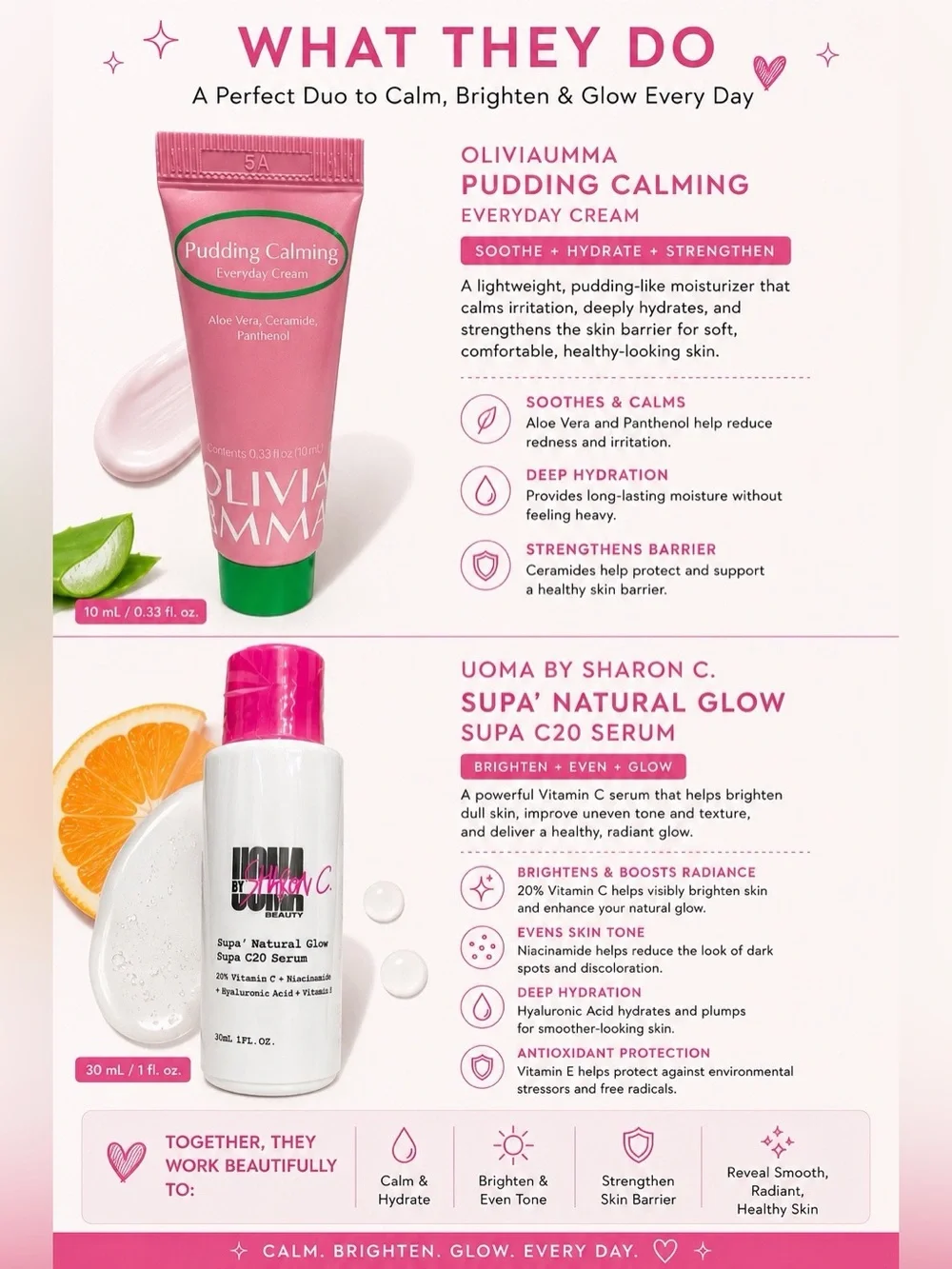 OliviaUmma Pudding Calming Everyday Cream 10ml + UOMA SupaNatural Glow C20 Serum